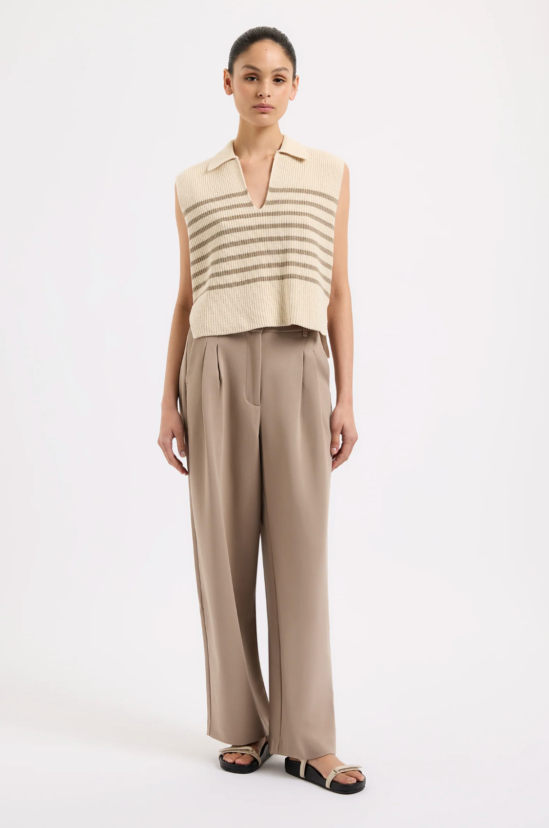 Nude Lucy Enes Stripe Knit Vest Chestnut Stripe