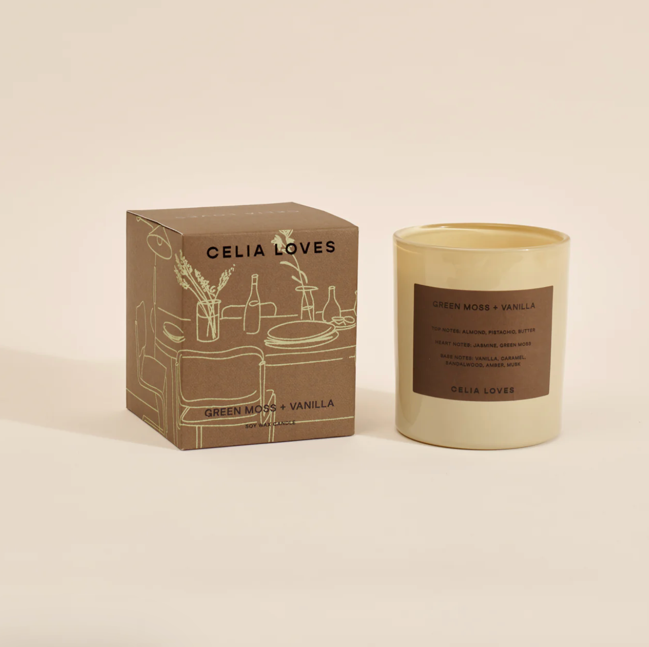 Celia Loves Green Moss & Vanilla Candle 395g