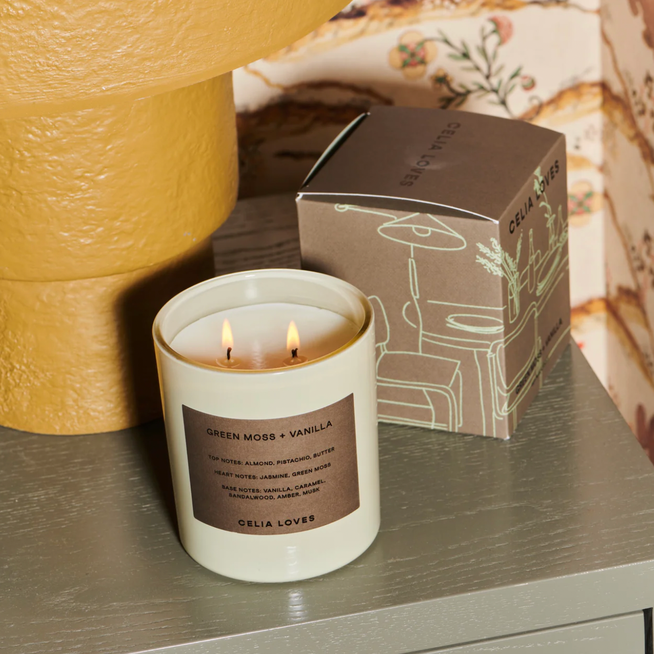 Celia Loves Green Moss & Vanilla Candle 395g