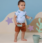 Snuggle Hunny Blue Ocean Short Sleeve Organic Bodysuit