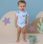 Snuggle Hunny Blue Ocean Short Sleeve Organic Bodysuit