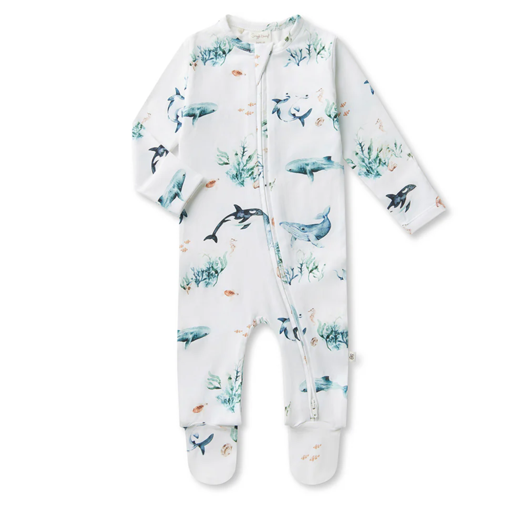 Snuggle Hunny Ocean Organic Snuggle Sleepsuit Zip Footie