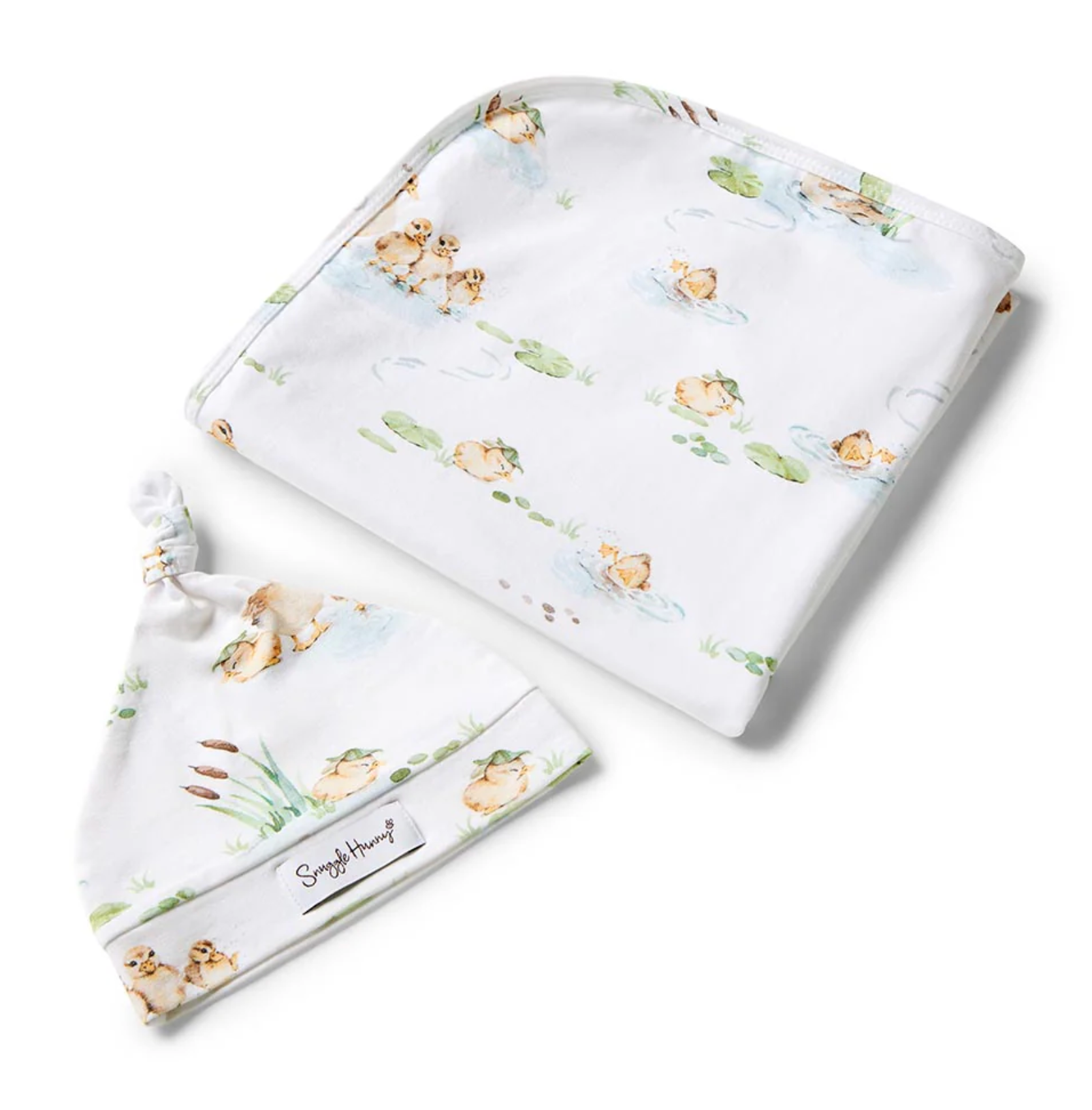 Snuggle Hunny Duck Pond Organic Jersey Wrap & Beanie Set