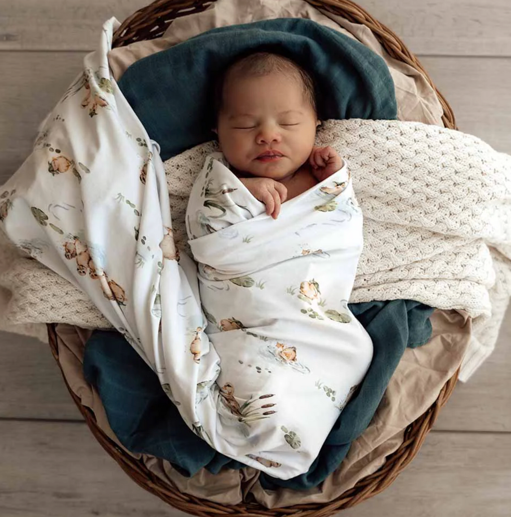 Snuggle Hunny Duck Pond Organic Jersey Wrap & Beanie Set