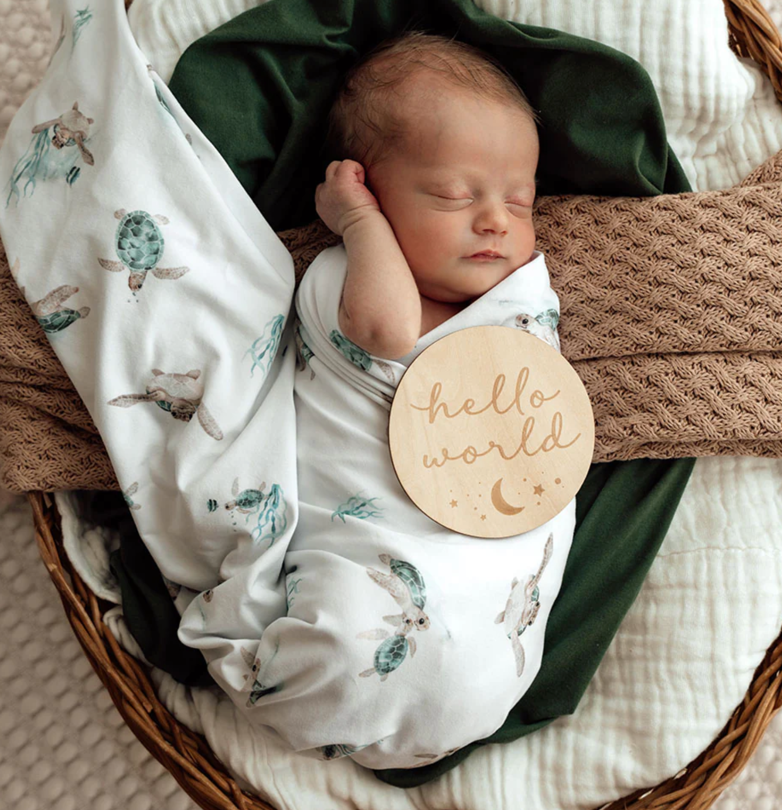 Snuggle Hunny Turtle Organic Jersey Wrap & Beanie Set