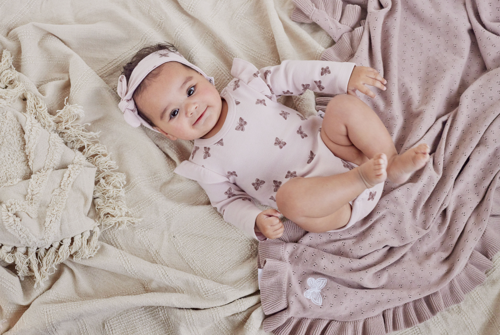 Aster & Oak Butterfly Rib Flutter Onesie