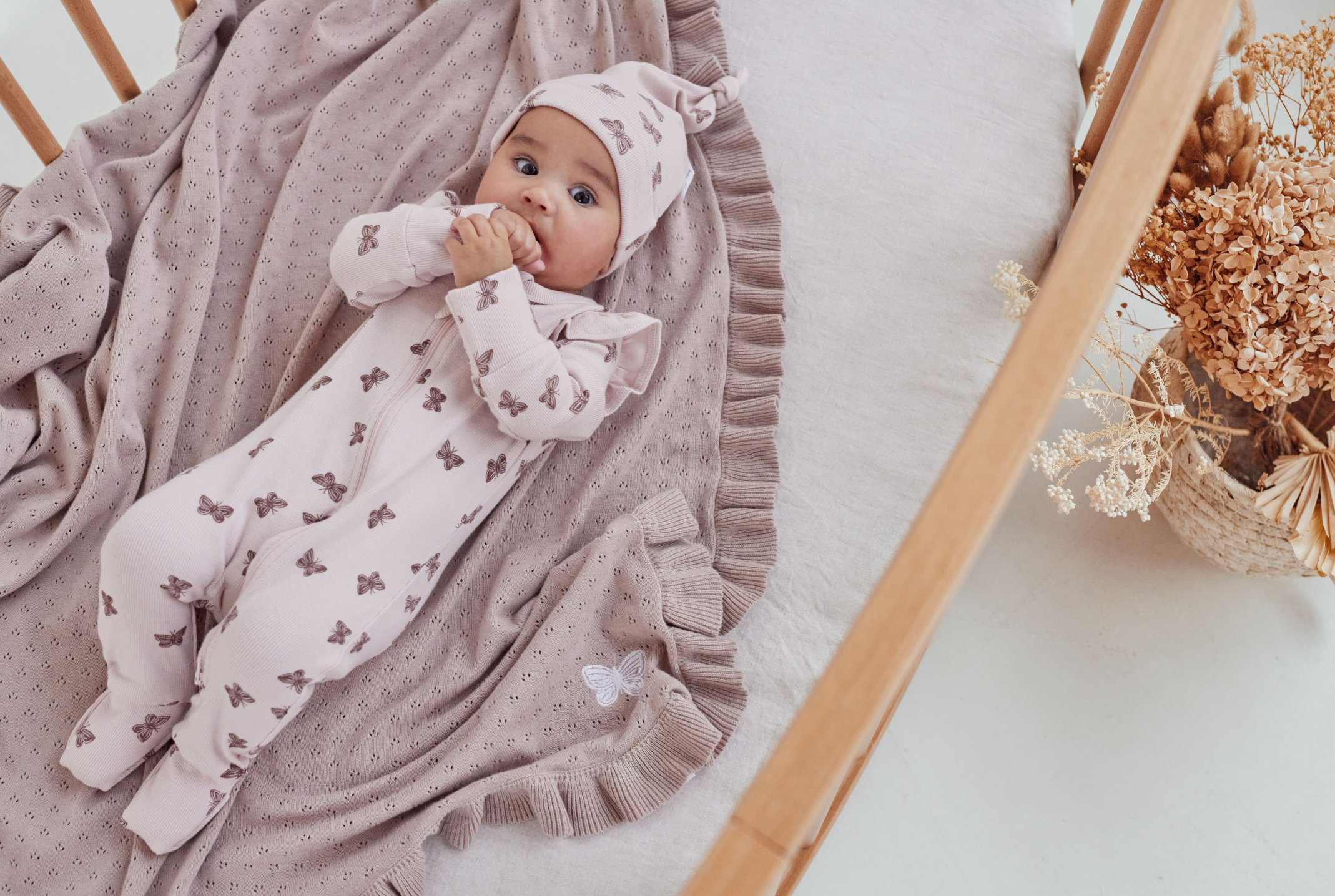 Aster & Oak Butterfly Rib Zip Romper