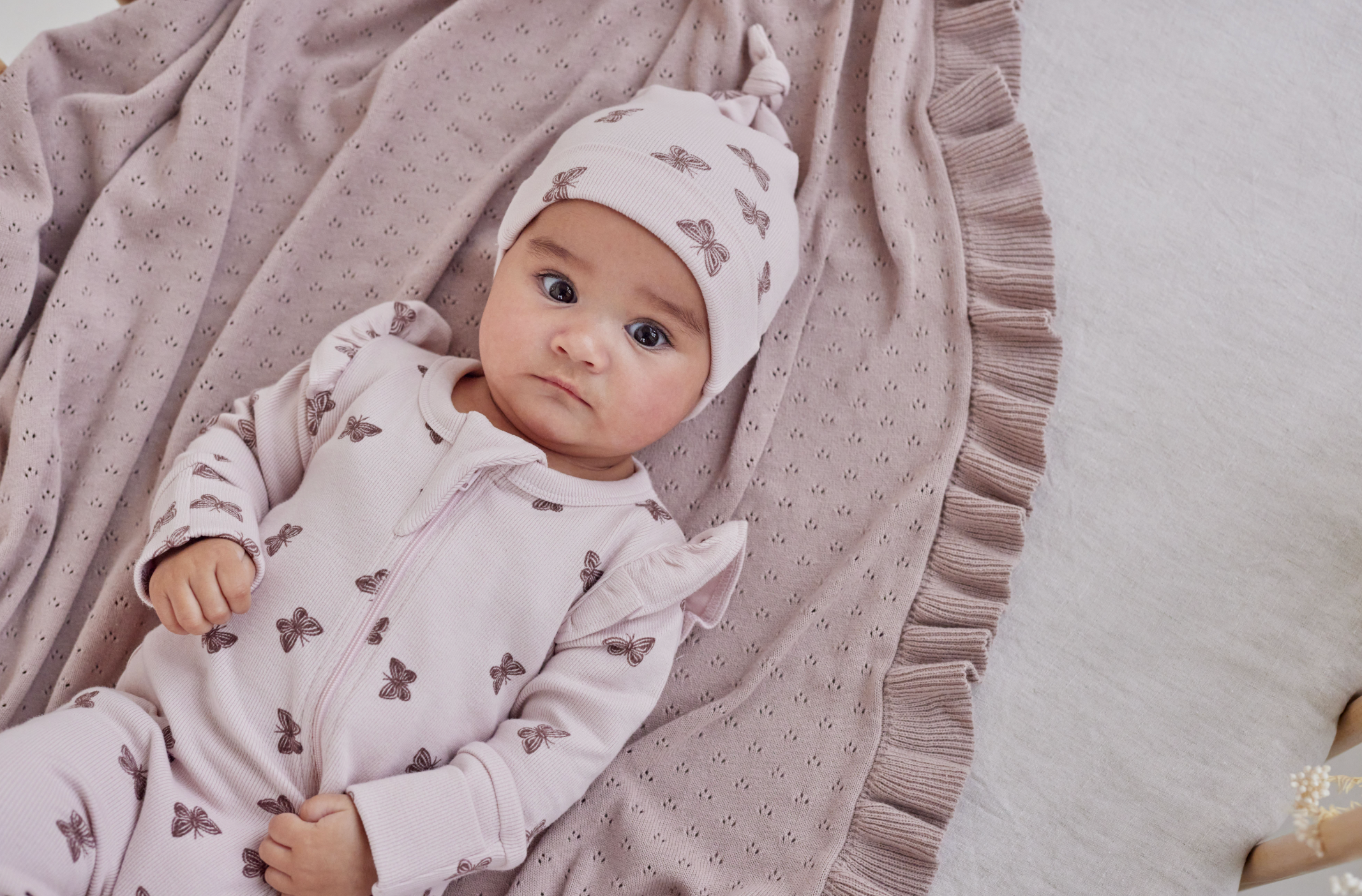 Aster & Oak Butterfly Rib Zip Romper