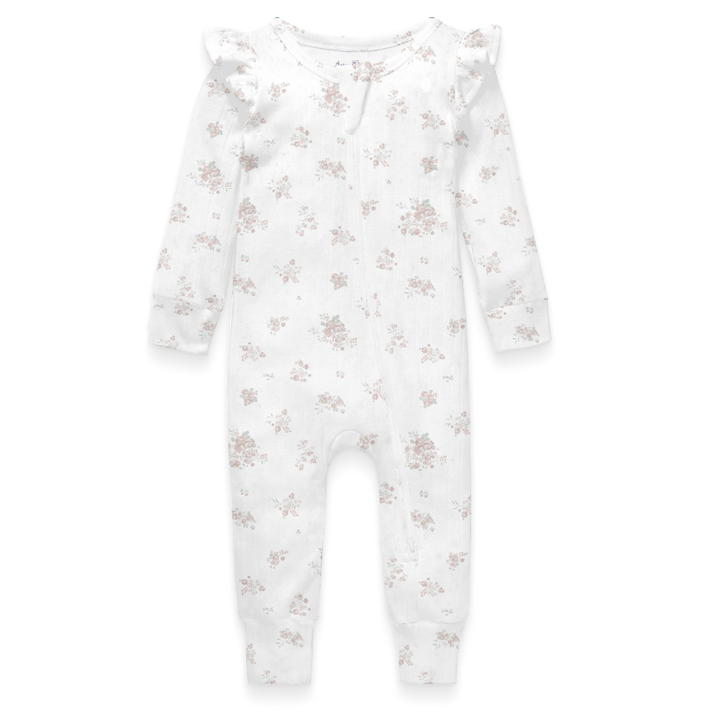 Aster & Oak Posie Floral Zip Romper