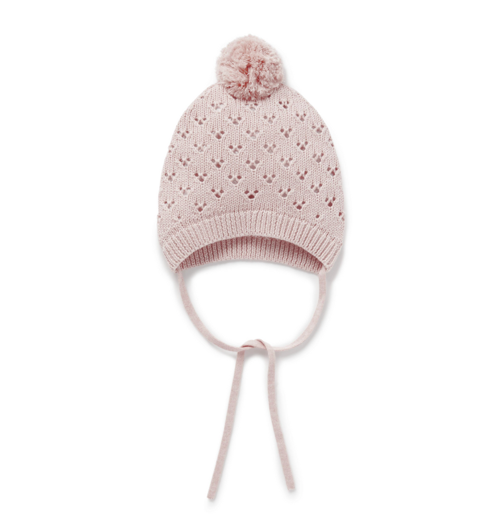 Aster & Oak Rose Blush Knit Bonnet