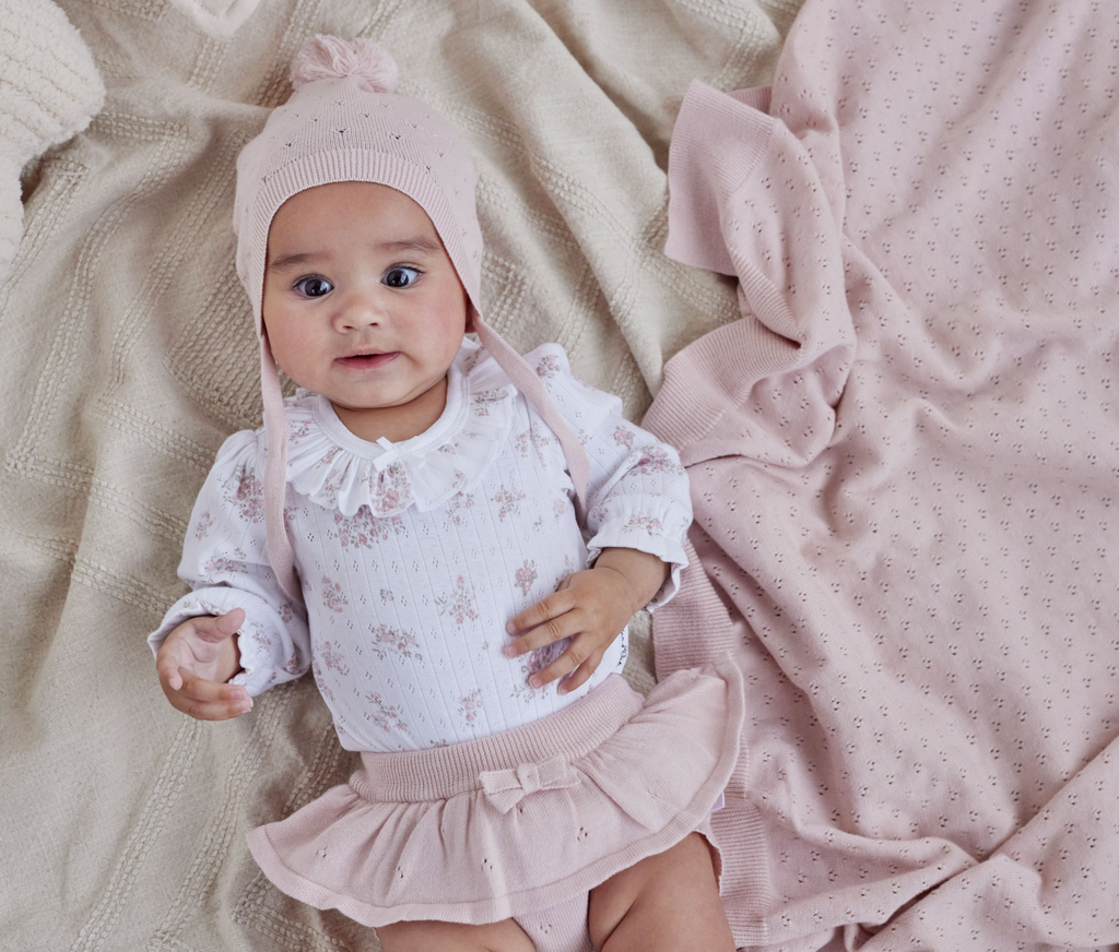 Aster & Oak Rose Blush Knit Bonnet
