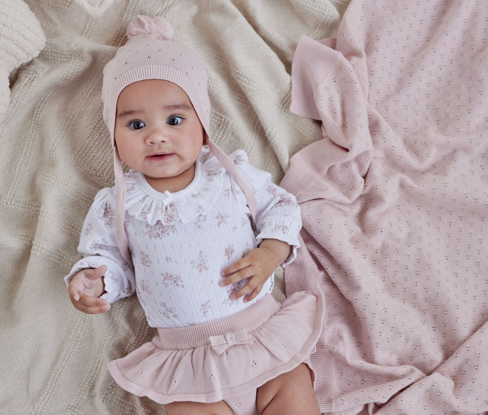 Aster & Oak Rose Blush Knit Bonnet