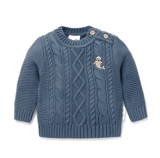 Aster & Oak Bluestone Cable Knit Jumper