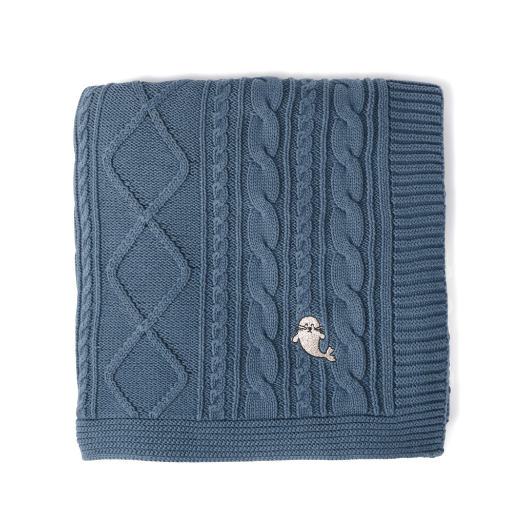 Aster & Oak Bluestone Cable Knit Blanket