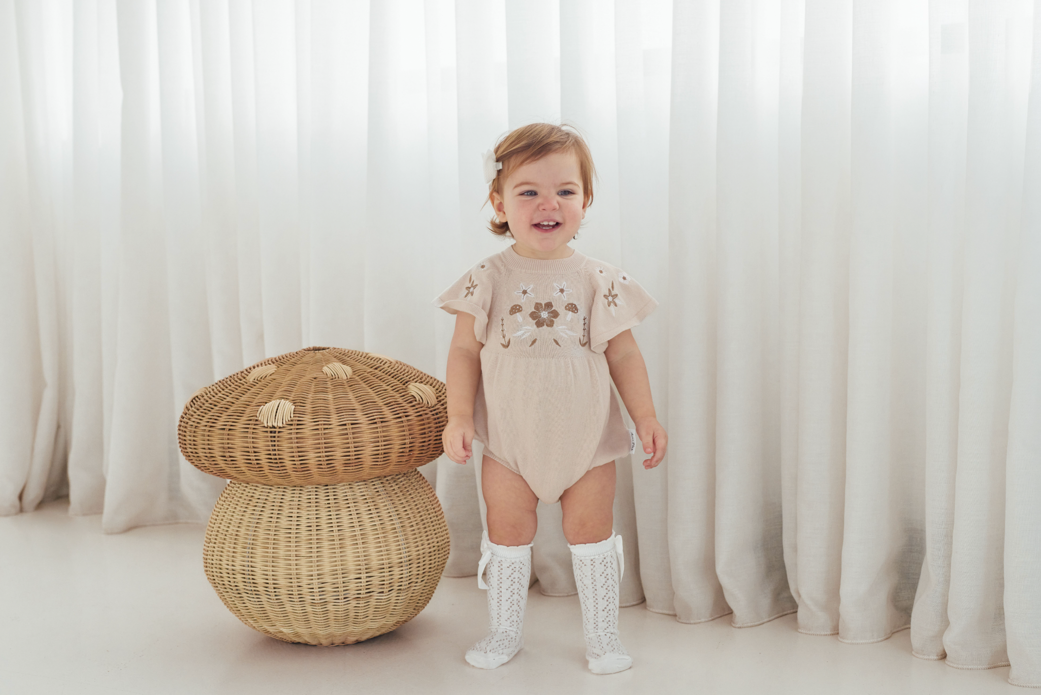 Aster & Oak Embroidered Knit Romper