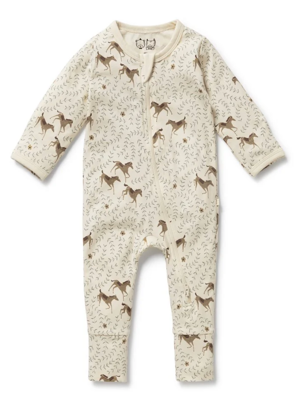 Wilson & Frenchy Trixie Horse Organic Terry Zipsuit With Feet