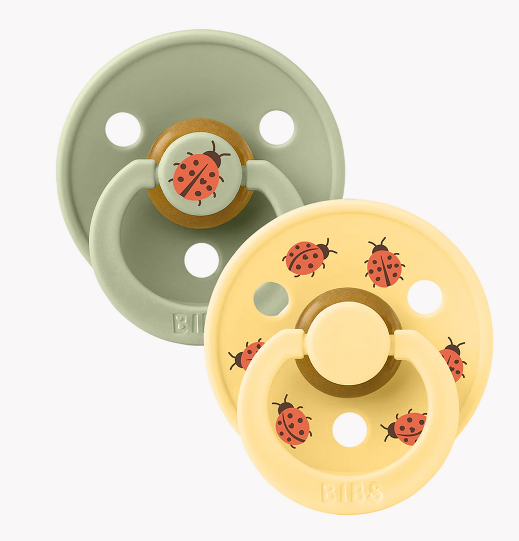 BIBS Studio Colour Ladybug Soothers Double Pack (Round/Natural Rubber)