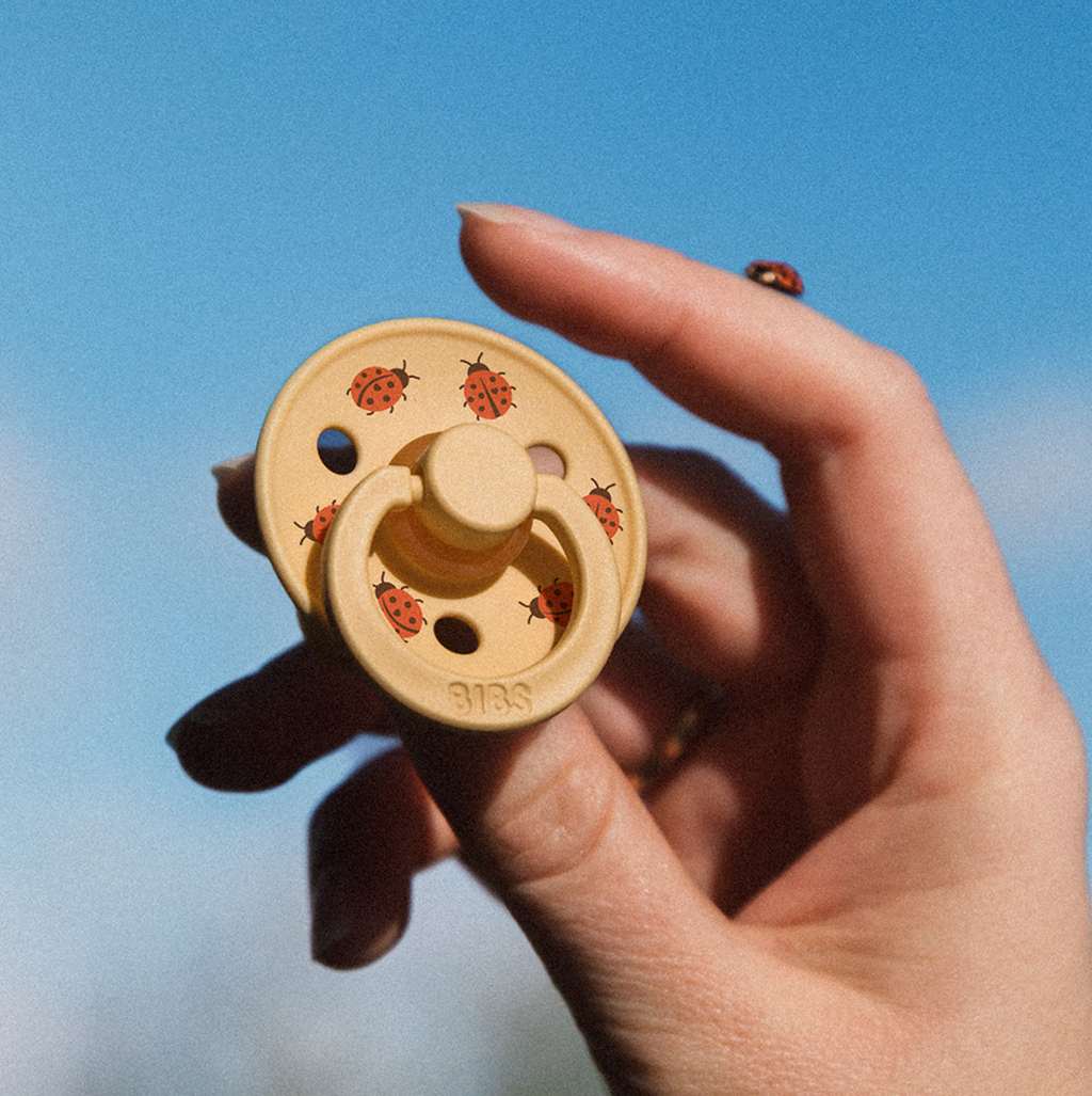 BIBS Studio Colour Ladybug Soothers Double Pack (Round/Natural Rubber)