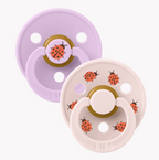 BIBS Studio Colour Ladybug Soothers Double Pack (Round/Natural Rubber)