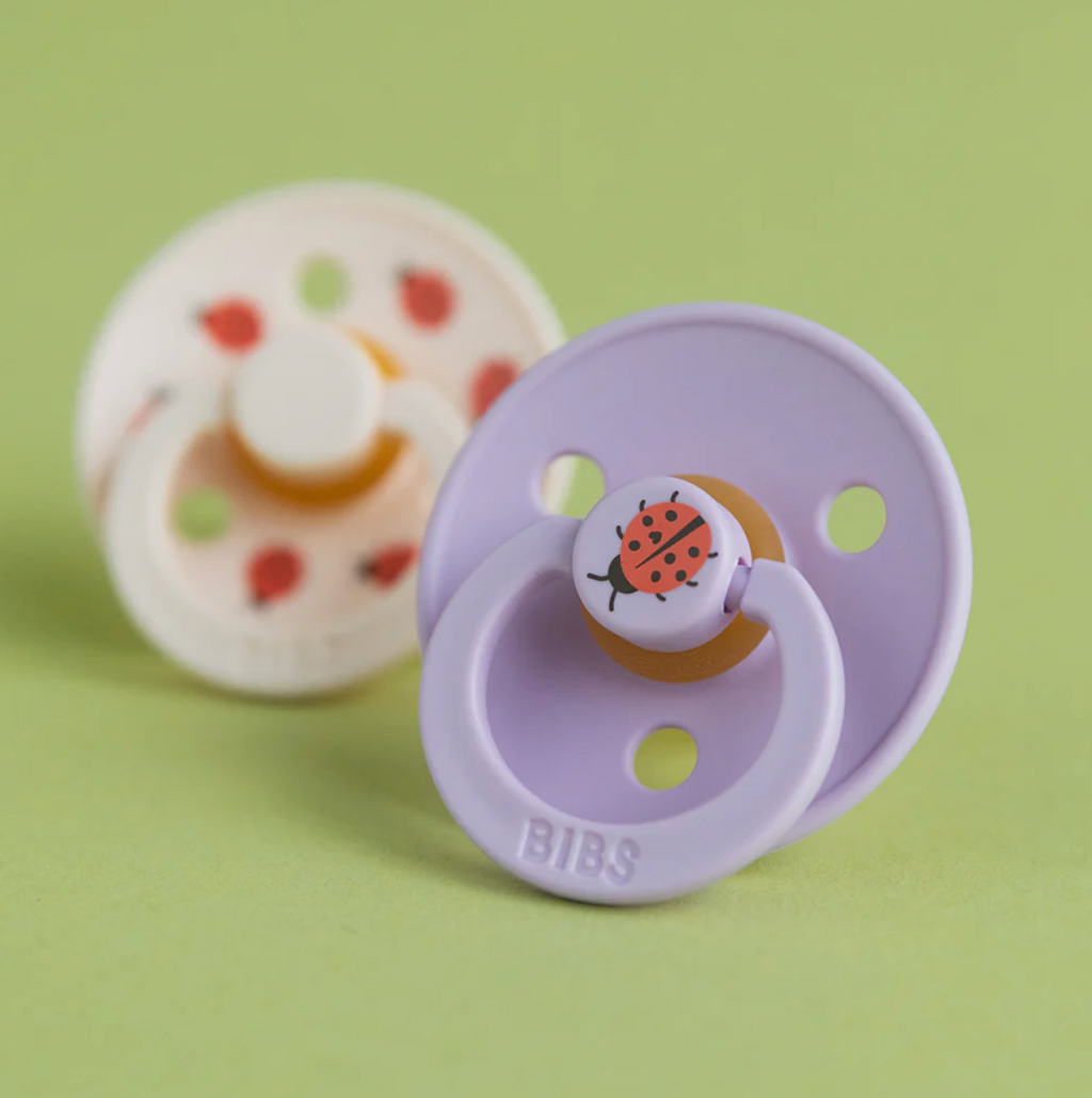 BIBS Studio Colour Ladybug Soothers Double Pack (Round/Natural Rubber)