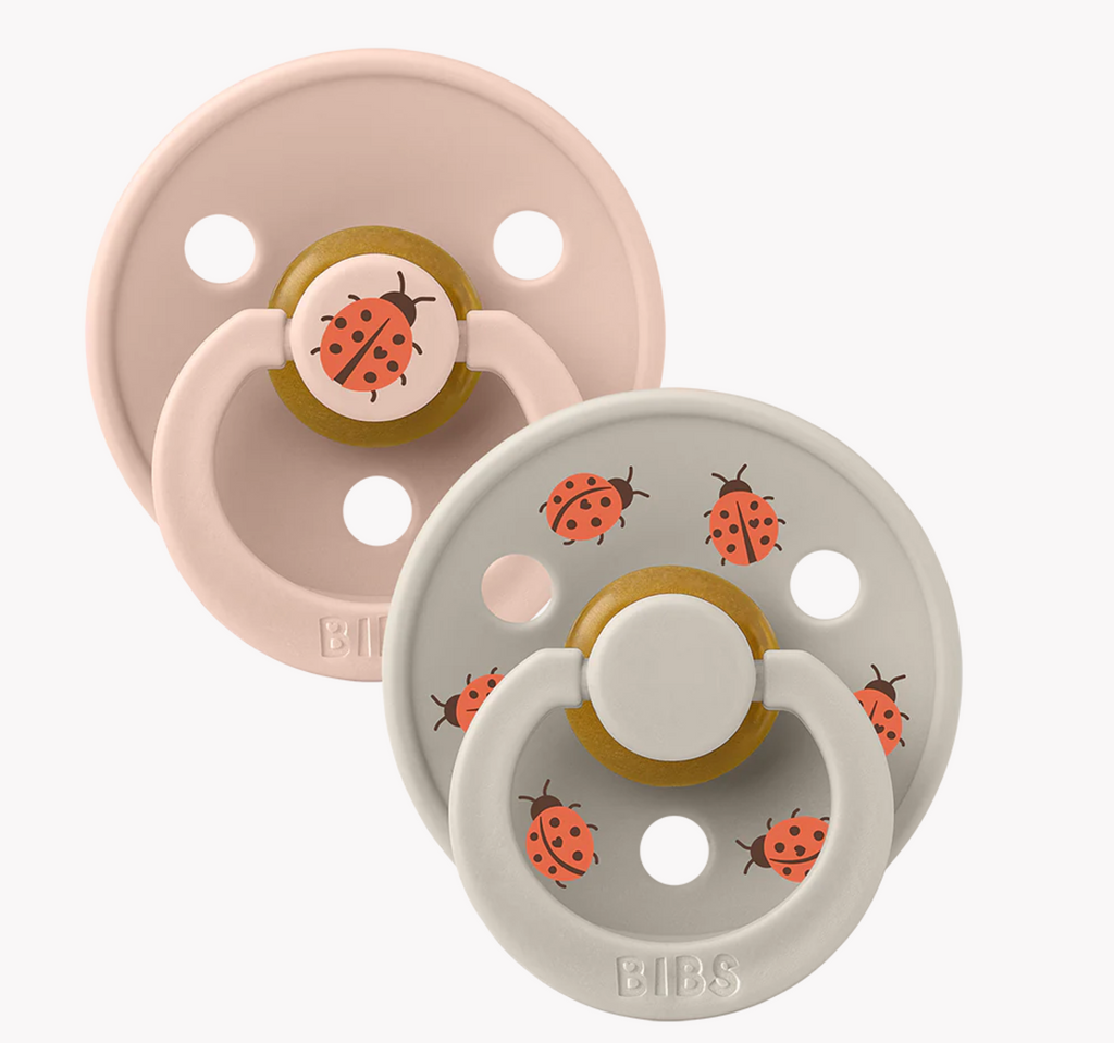 BIBS Studio Colour Ladybug Soothers Double Pack (Round/Natural Rubber)