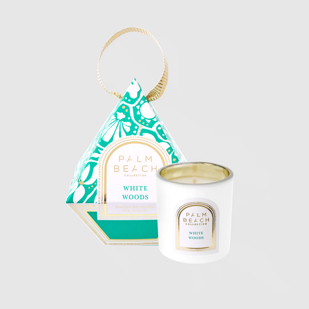 Palm Beach Collection White Woods Hanging Bauble Candle 50g