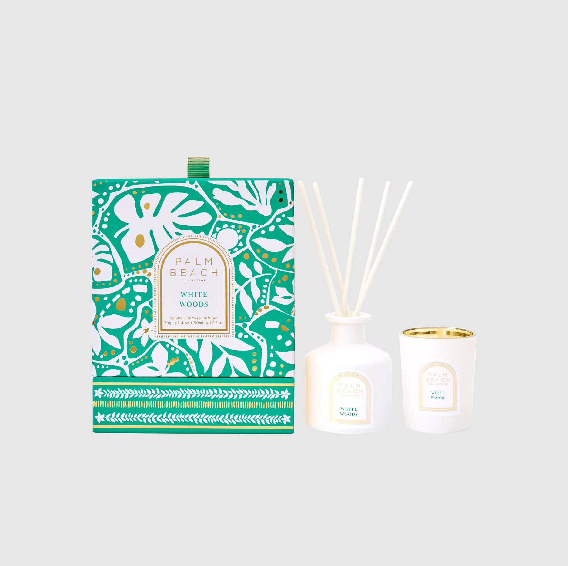 Palm Beach Collection White Woods Mini Candle & Diffuser Set