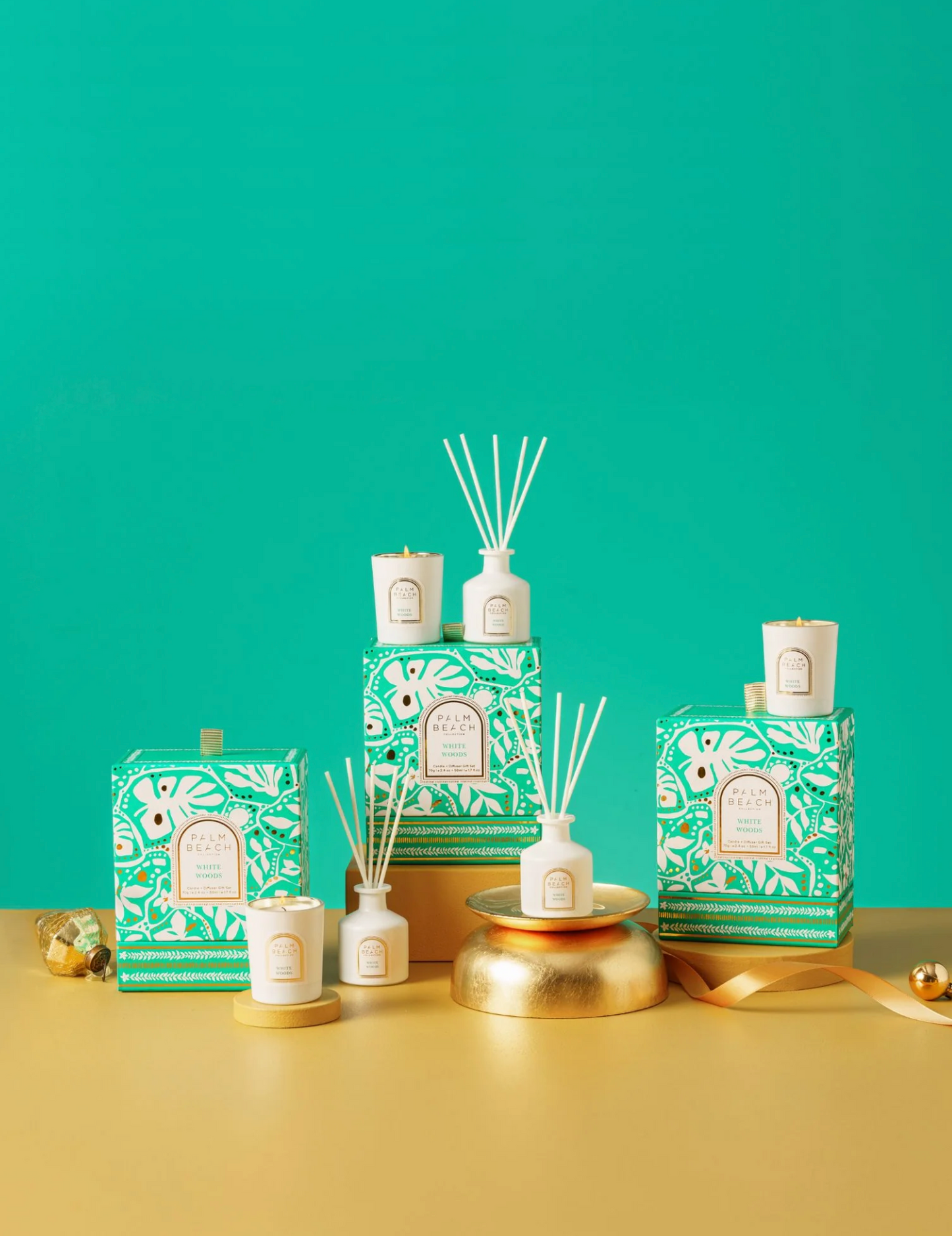 Palm Beach Collection White Woods Mini Candle & Diffuser Set