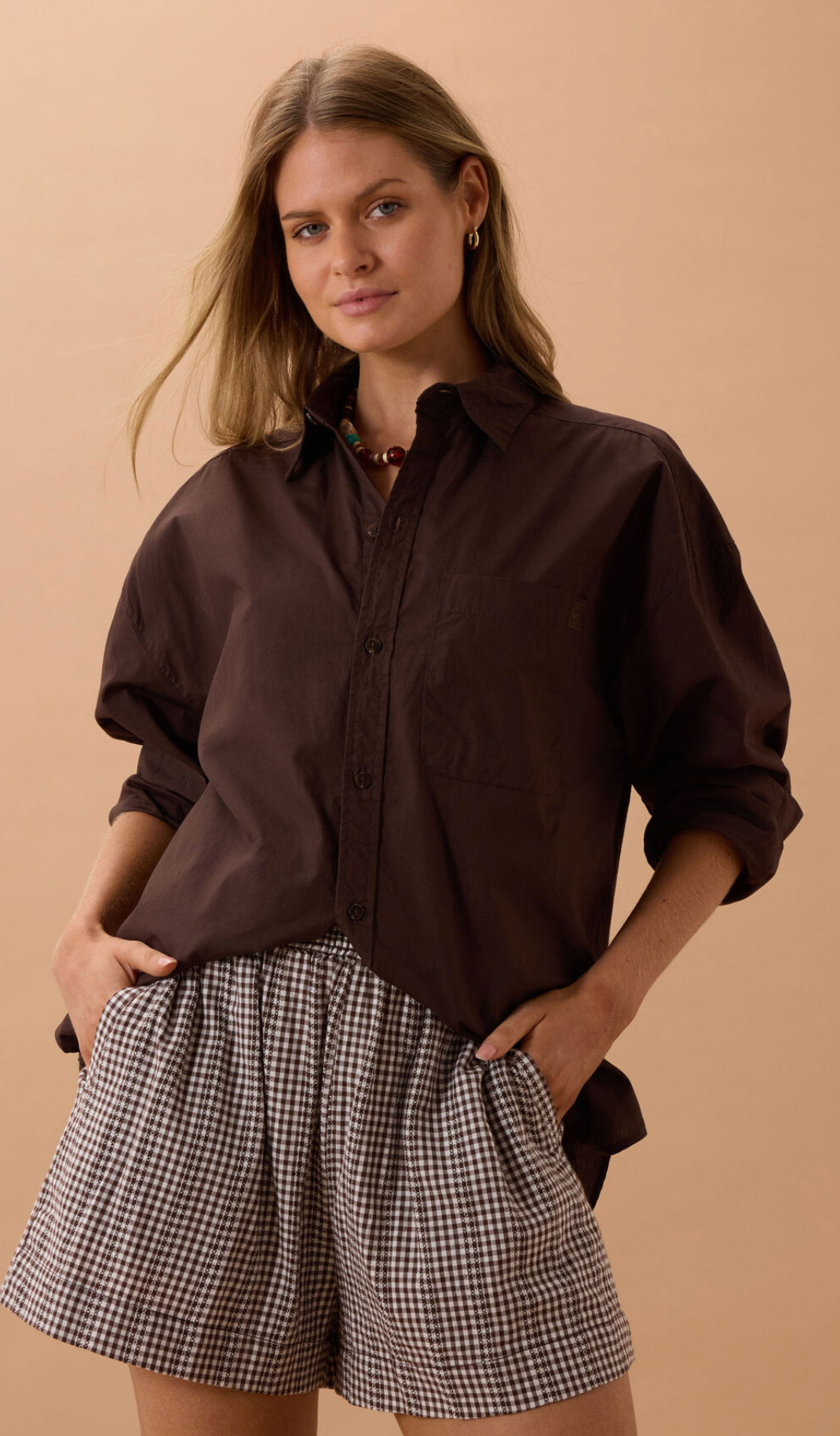 Ceres Life Peta Oversized Shirt - Chocolate