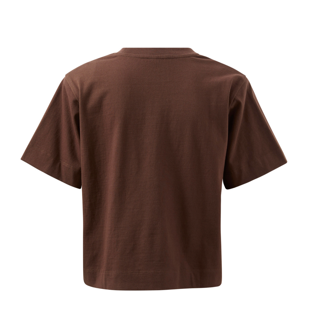 Ceres Life Sofia Boxy Shoulder Tee - Chocolate