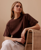 Ceres Life Sofia Boxy Shoulder Tee - Chocolate