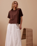 Ceres Life Sofia Boxy Shoulder Tee - Chocolate