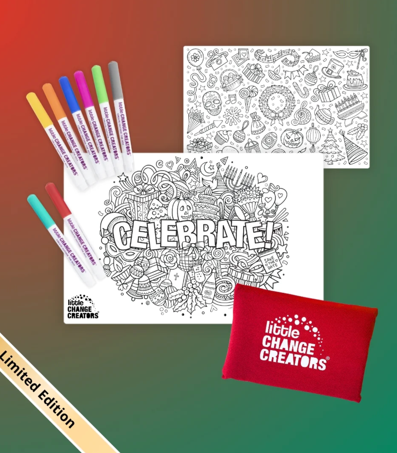 Little Change Creators CELEBRATE! Limited Edition Christmas Reusable Pocket Colouring Set