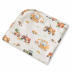 Snuggle Hunny Diggers & Tractors Organic Jersey Wrap & Beanie Set