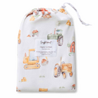 Snuggle Hunny Diggers & Tractors Organic Fitted Cot Sheet