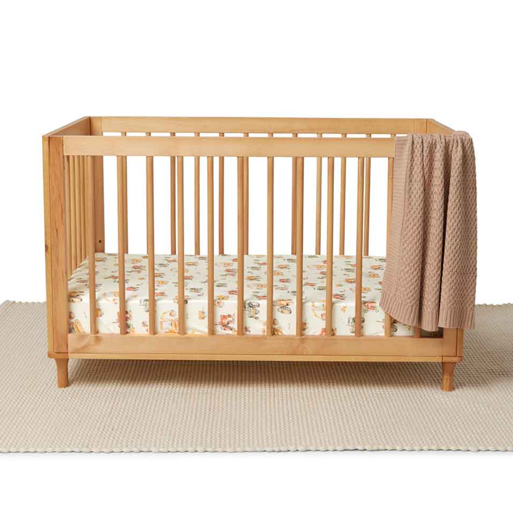 Snuggle Hunny Diggers & Tractors Organic Fitted Cot Sheet