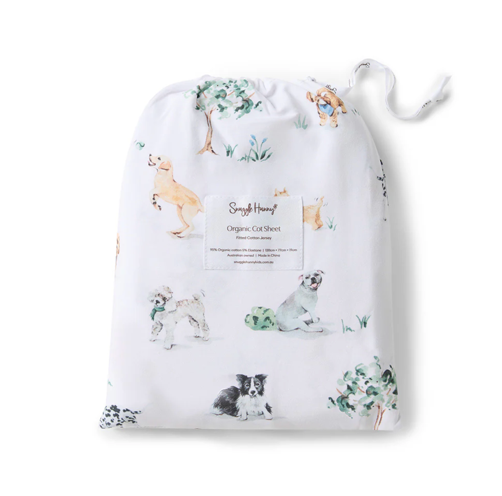 Snuggle Hunny Dog Park Organic Fitted Cot Sheet