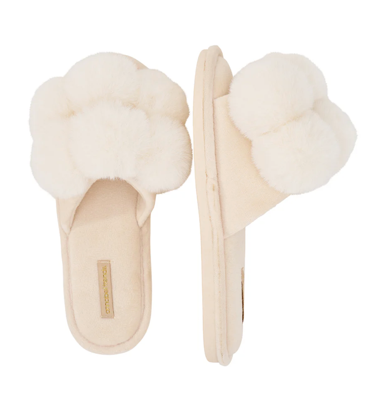Annabel Trends Cosy Luxe Pom Pom Slippers
