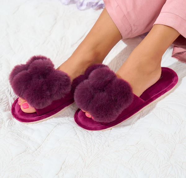 Annabel Trends Cosy Luxe Pom Pom Slippers