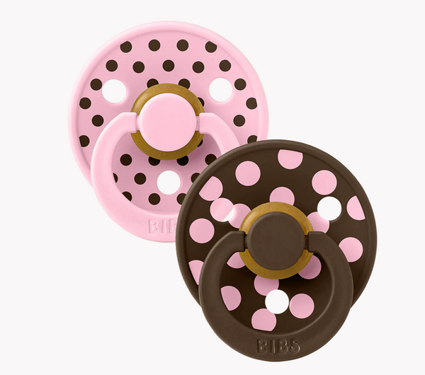 Bibs Studio Colour Polka Soother Double Pack (Natural Rubber/ Round)