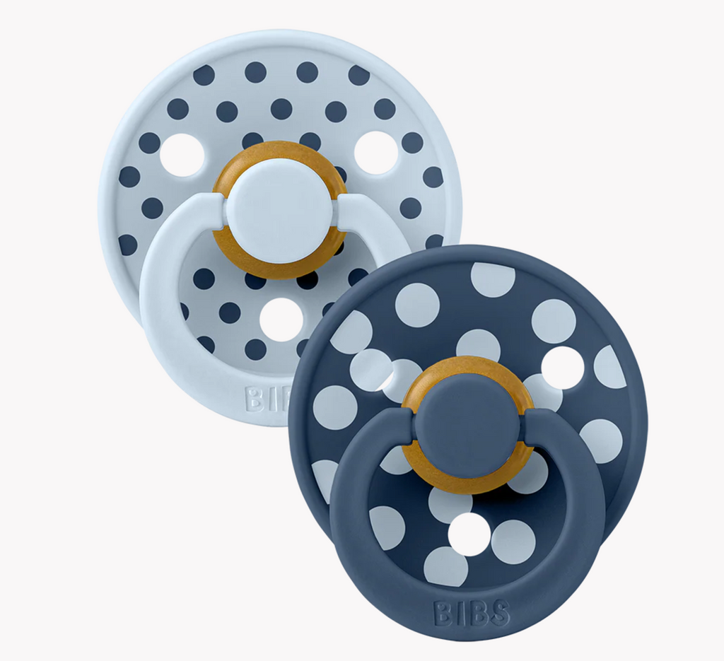Bibs Studio Colour Polka Soother Double Pack (Natural Rubber/ Round)