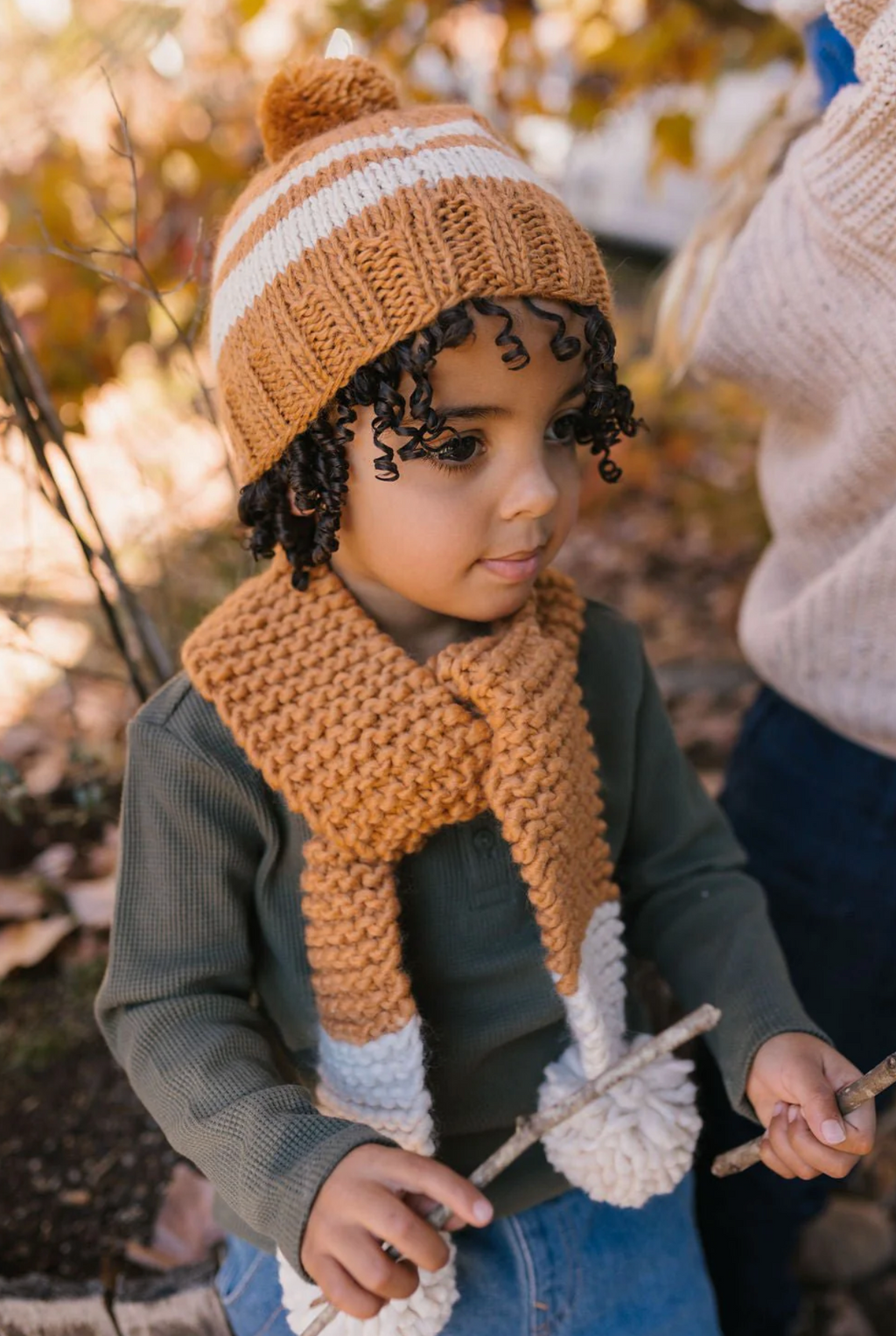Acorn Kids Retro Scarf Caramel & Cream