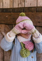 Acorn Kids Teddy Scarf Pink & Green