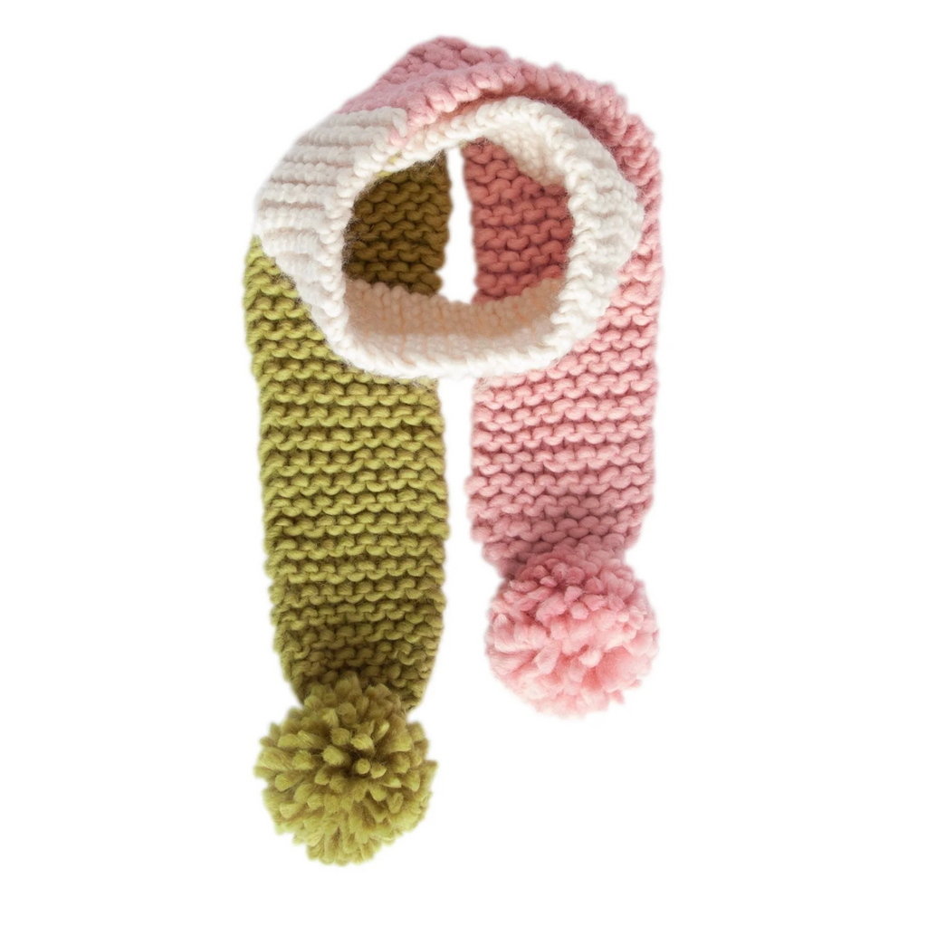 Acorn Kids Teddy Scarf Pink & Green