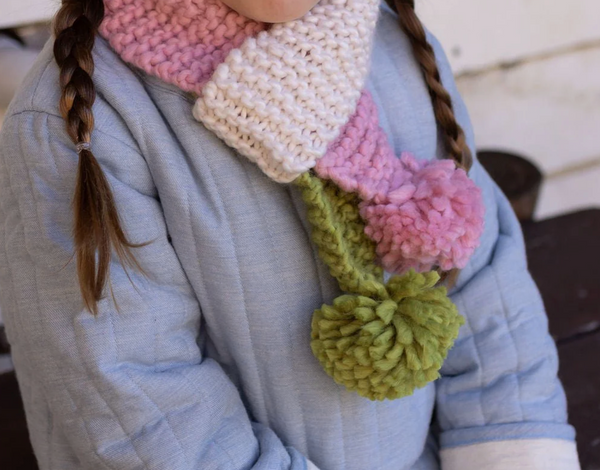 Acorn Kids Teddy Scarf Pink & Green