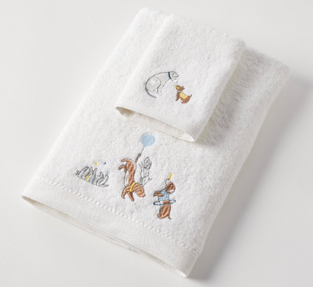Jiggle & Giggle Puppy Play Bath Towel & Face Washer in Organza Bag