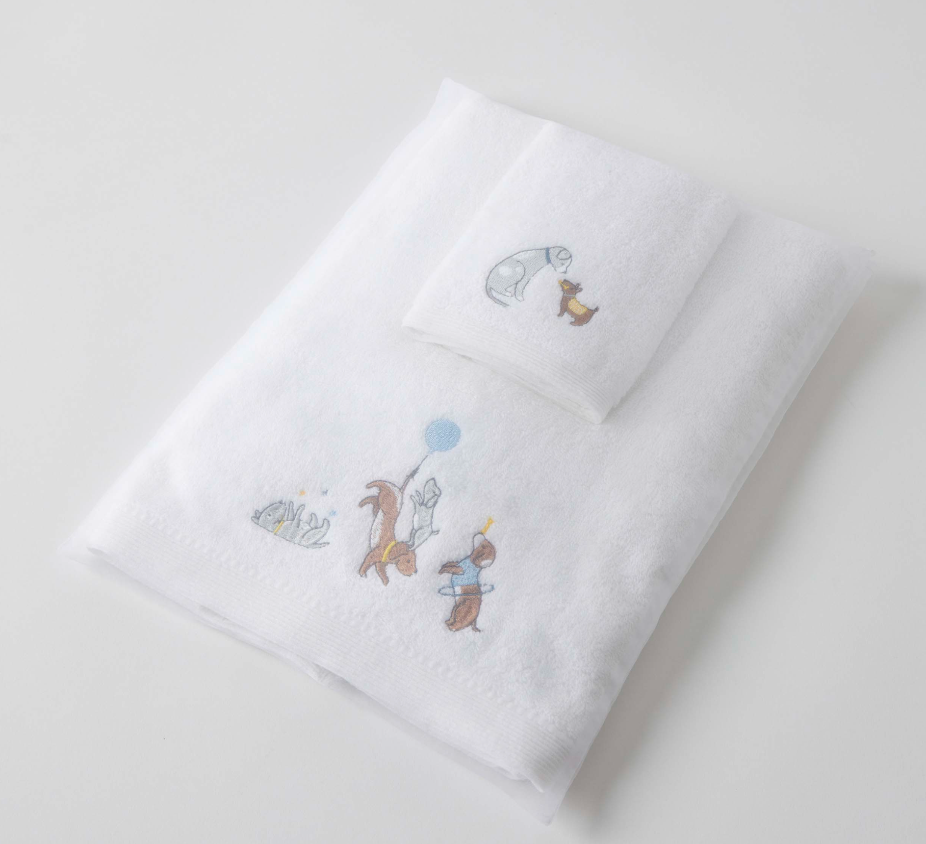 Jiggle & Giggle Puppy Play Bath Towel & Face Washer in Organza Bag
