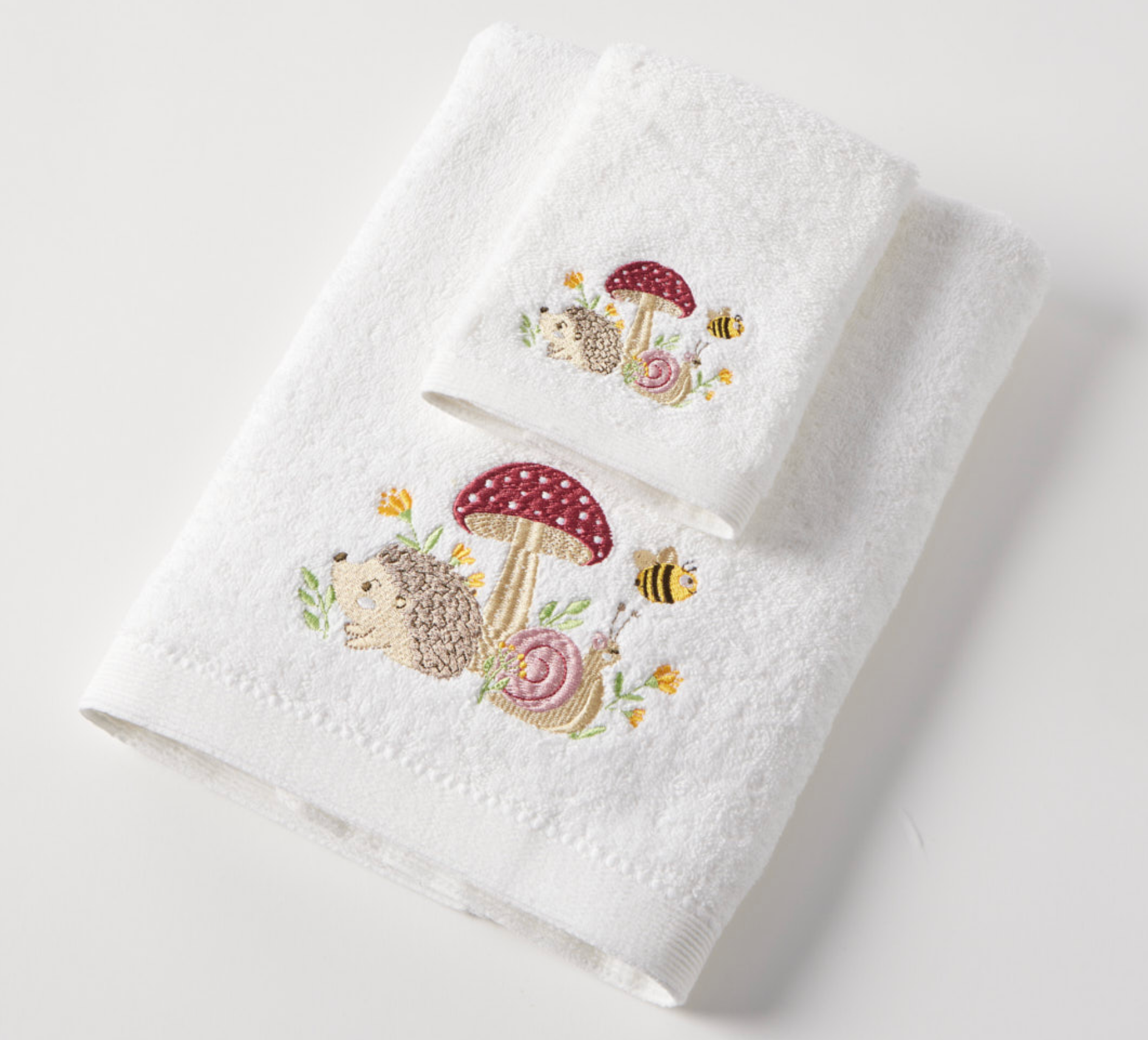 Jiggle & Giggle Mushroom Meadow Bath Towel & Face Washer in Organza Bag