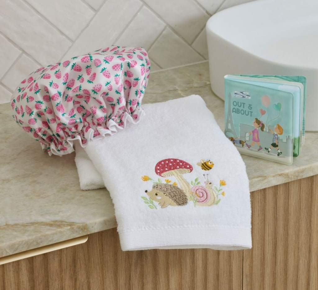 Jiggle & Giggle Mushroom Meadow Bath Towel & Face Washer in Organza Bag