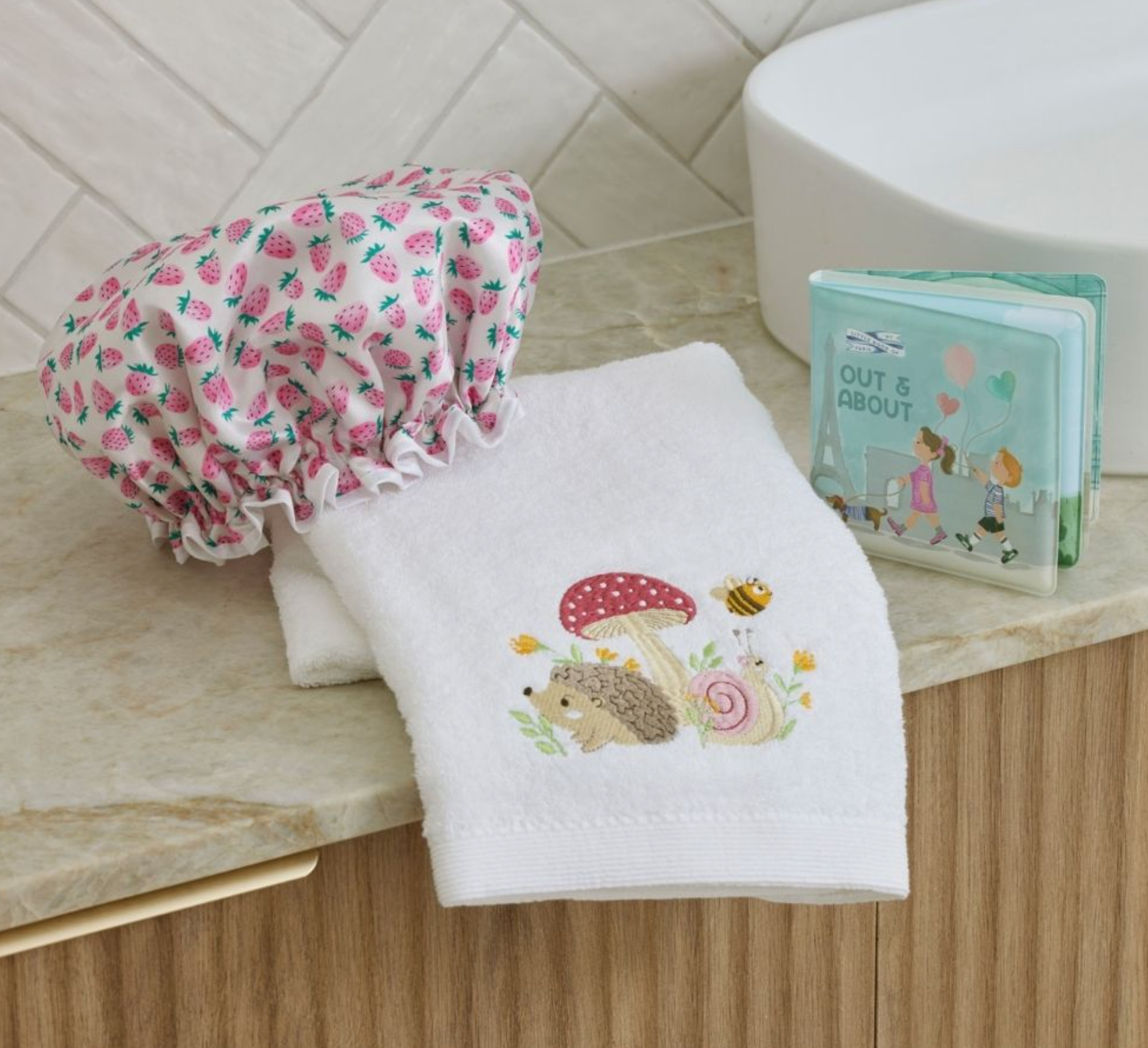 Jiggle & Giggle Mushroom Meadow Bath Towel & Face Washer in Organza Bag